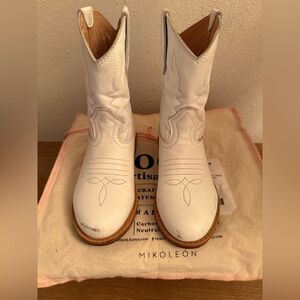 Kids White Leather Boots